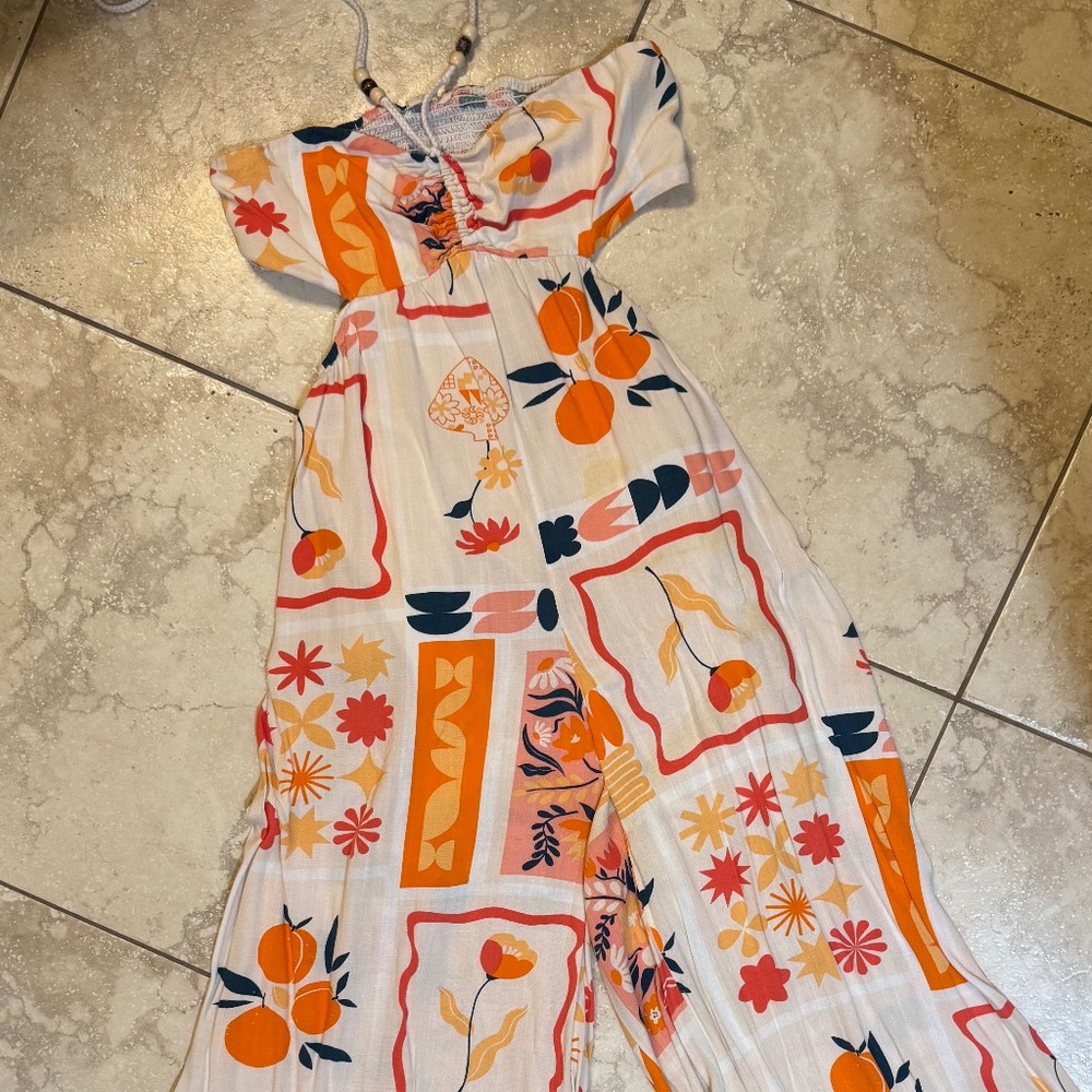 Illa Illa Boho Off Shoulder Wide Leg Jumpsuit Size L